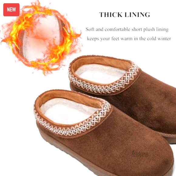 Women's Platform Slipper Boots Fleece Lined Anti-Slip Outdoor Indoor - Picture 6 of 7